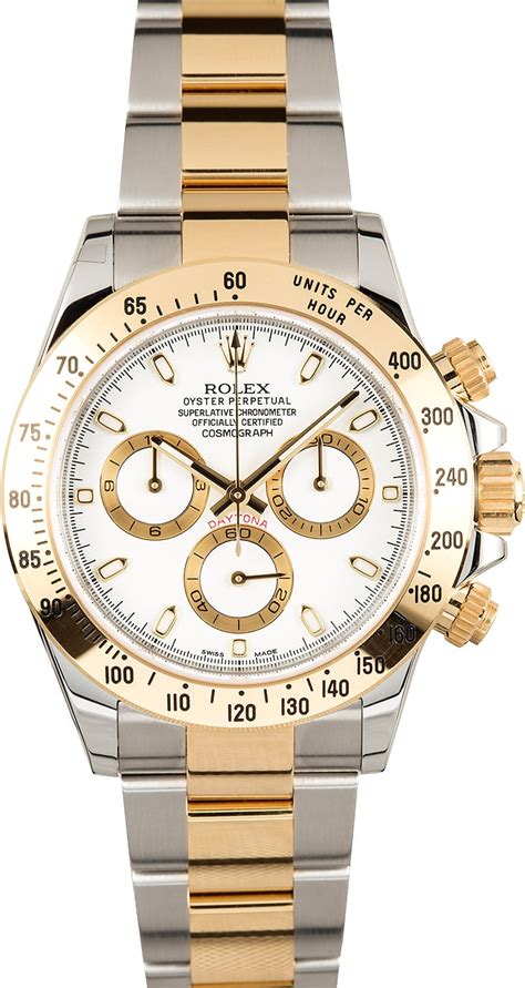 rolex daytona two tone white dial for sale|Rolex daytona white gold price.